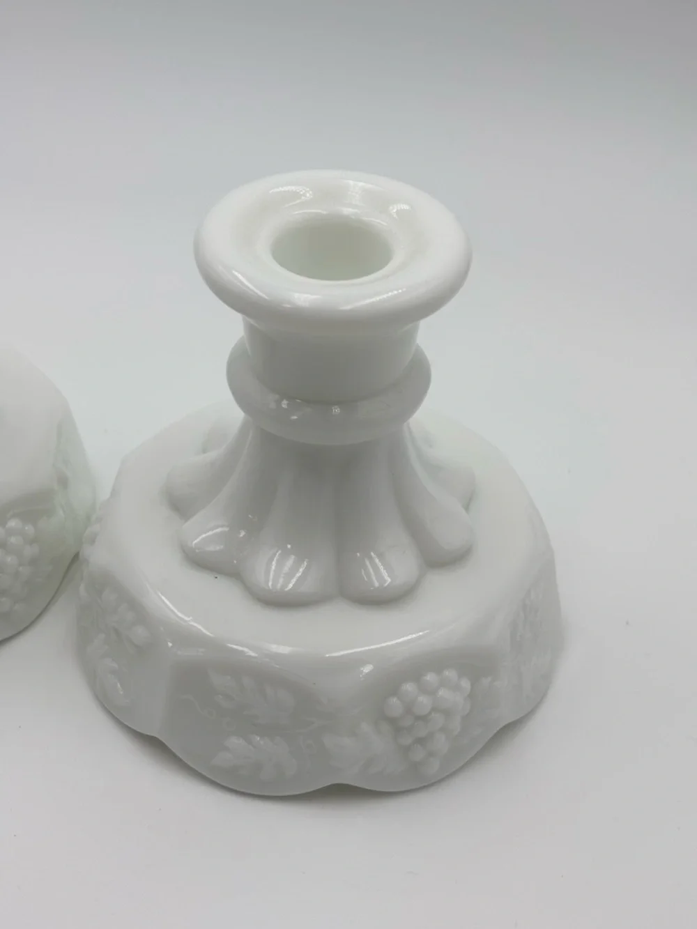 White‎ Decorative Milk Glass Candlestick Pair